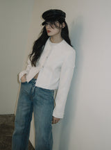 raw edge cut tweed jacket