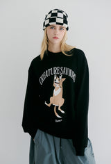 CS ラッキークルーネック / BSR2223FWPO070 CS LUCKY CREWNECK BLACK