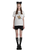 キャットベーカリーTシャツ / 0 1 cat bakery t-shirt - WHITE