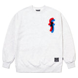 フィールグッドオーバーサイズドヘビースウェットシャツ / 22 FEEL GOOD OVERSIZED HEAVY SWEAT CREWNECK WHITE MELANGE / BLACK