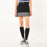 フェンススイングデニムミニスカート / FENCE SWING DENIM MINI SKIRT (BLACK)