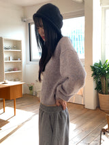 [Wool 10]ポニョマルチミックスラウンド長袖ニット