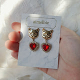 メルビーザキャットシリーズ - レッドハートピアス / Melbie The Cat Series - Red Heart Piercing