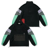 BLEND OVERSIZED FLEECE ANORAK JACKET GREY MULTI / BLACK MULTI / BLACK (4627772997750)