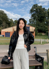 Classic Black Crop Leather Jacket