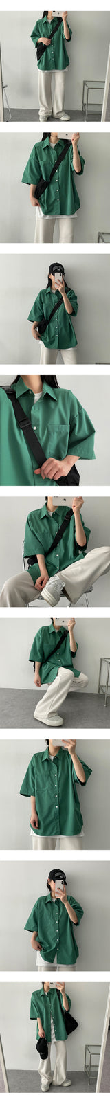 ダミングボクシーショートスリーブシャツ/Dumming boxy short-sleeved shirt Shirt