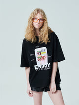 キャンペ-ンTシャツ/[ENJOY YOUR MEAL] CAMPAIGN 1/2 T-SHIRT SKEWER _BLACK