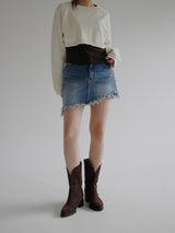 アンバランスデニムスカートプリーツ / no.802 Unbalance Denim Skirt Pants