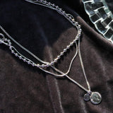 ユニークボールドチェーンレイヤードネックレス / Unique bold chain layered necklace