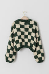 チェックプリーズハンドニットセーター / Check Please Hand-knit Sweater