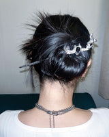 Silver black cubic geometry ornamental hairpin