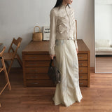 Pinter washed stitch cut mermaid denim long skirt