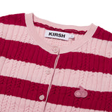 SMALL CHERRY CABLE CROP KNIT CARDIGAN [PINK]