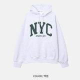NYC レタリングルーズフィットフーディー