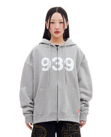 939ロゴフードジップアップ / 939 LOGO HOOD ZIP-UP (GRAY)