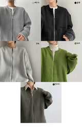 パッドツーウェイラウンドニットジップアップ / Pad Two-Way Round Knit Zip-Up