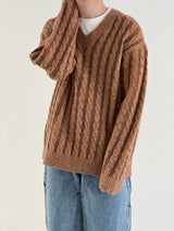 Double twist V neck knit 