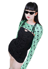 BLACK SHOULDER STRAP MINI DRESS (6624146849910)