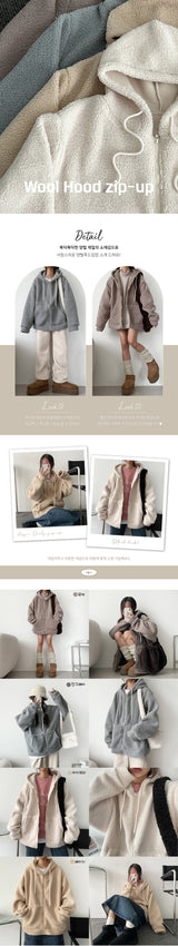 [BIG Size] Robe King Warm Wool Zip-Up Hoodie