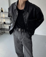 MG Stitch Cropped Leather Jacket (3 colors)