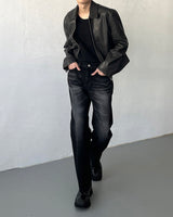 キャットブラシブラックジーンズ / TR2441 Cat brush black jeans (1 color)