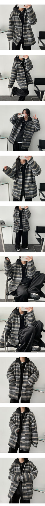 Neck Thick Patterned Unit Price Ravintage Round Knit Jacket