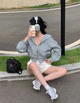 [Bellide made/Seasonal Item] ツーウェイフーデッドクロップドウィンドブレーカー