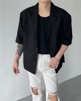 SI linen short-sleeved three-button jacket (2 colors)