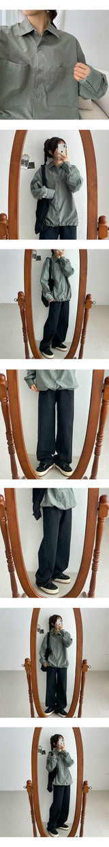 ボアウォッシングブラックブルーデニムパンツ / Boer Washing Black Blue Denim Pants