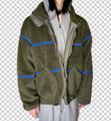 Line taping faux fur mustang (Khaki) (6641877581942)