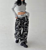 [UNISEX] Camouflage Fleece Wide Pants