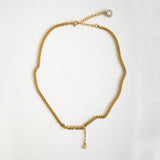ロゴバーウィズドロップチェーンチョーカーネックレス/Logo bar with drop chain choker necklace
