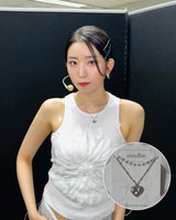 シルバーレースハートレイヤードネックレス