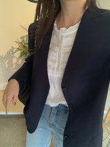 [Tie set] Oversized Collarless Jacket Belt Jacket Loose Fit V-Neck Seasonal Switch Spring Outerwear