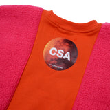 [UNISEX] Panelled Faux-Shearling Sweatshirt (Orange) (6656340590710)