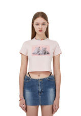 スリーキャッツクロップTシャツ