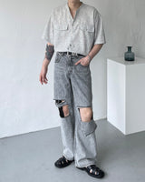 CR ツイードラウンドハーフシャツ / CR Tweed Round Half Shirt (2 colors)