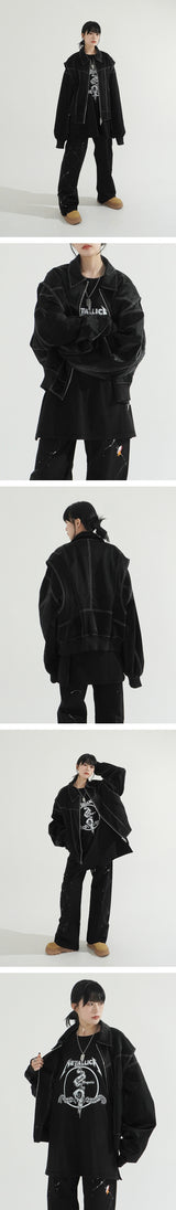 ヴィッパーレザー2WAYジップアップジャケット