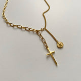 クロスコイン2WAYボールドショートロングネックレス / soe Cross Coin Two Way Bold Short Long Necklace