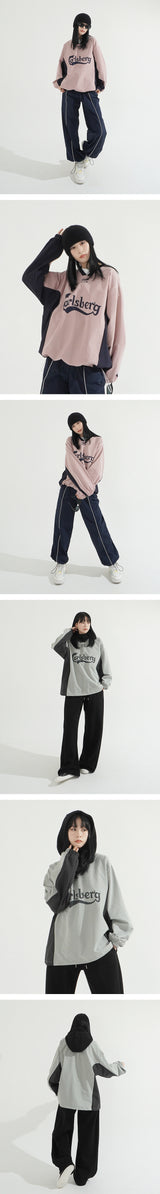 Sporty String V-neck Nylon Sweatshirt