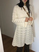 [MADE] Flute Ribbon Strap Punching Wave Knit Dress