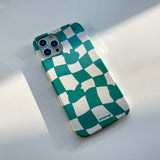 Checkerboard Green Iphone Hard case (6674345295990)