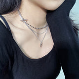ユニークボールドチェーンレイヤードネックレス / Unique bold chain layered necklace