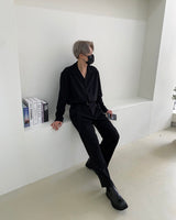 ツータック ベルト ジャンプスーツ / RO Two-Tuck Belted Jumpsuit (4 colors)