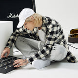 オーバーフィットフランネルシャツ/OVERFIT FLANNEL SHIRTS-WHITE+BLACK