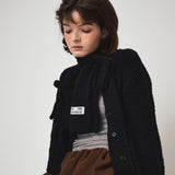 FLUFFY KNIT MUFFLER, BLACK
