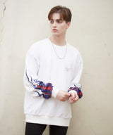 ファイヤーパターン袖プリントトレーナー/スウェット/FIRE PATTERN SWEATSHIRT (4580960993398)