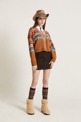 ジャガードレッグウォーマー / JACQUARD LEG WARMER_BROWN