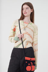 チェリープリントニット／CHERRY PRINT KNIT [GREEN]