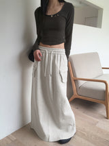 Minto zipper pocket cargo training back-open banding long skirt